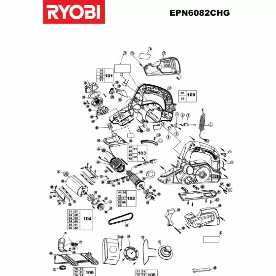 Ryobi EPN6082CHG Spare Parts List Type: 5133000351